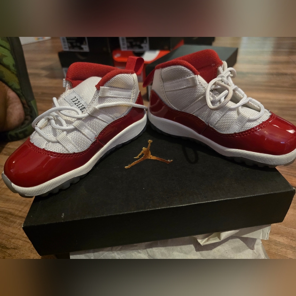 Jordan Kids Red and White Sneakers